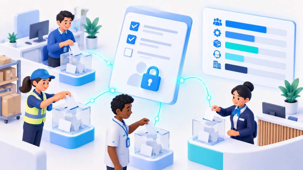 Questionnaire RPS : 5 étapes simples pour réussir votre enquête anonyme 2 Questionnaire RPS anonyme diffusé aux collaborateurs avec résultats segmentés par service